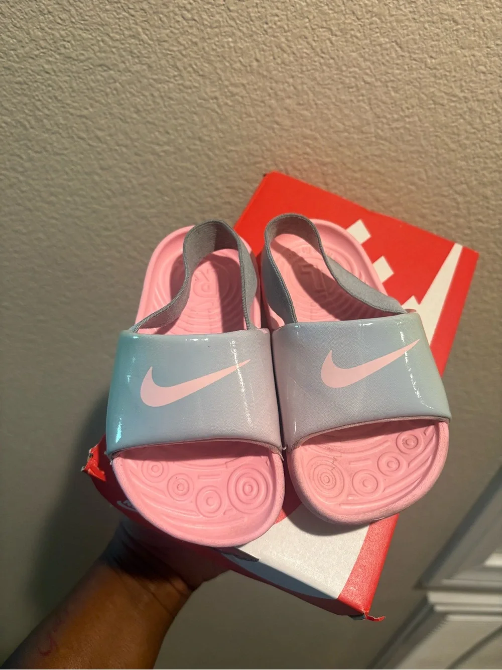Nike Kids Pink Footbed Sandals with Strap